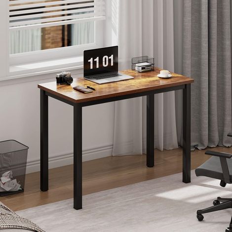 Soges – Bureau d'angle compact 80 x 40 x 75 cm – Structure en métal et plateau MDF E1 – Pieds réglables pour stabilité – Design moderne noir