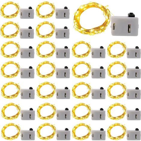 (Blanc Chaud) Lot de 25 Guirlande Lumineuse à Piles: 2M Mini LED Fil de Cuivre Fairy Lights, Guirlande Lumineuse Fil, Lumineuse de Noël pour Décorati (1/5)