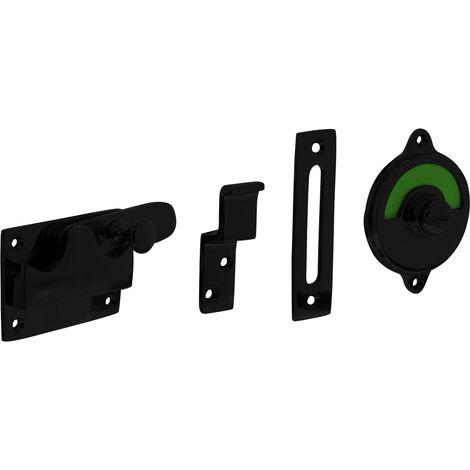 Garniture de porte WC noire avec indicateur "vert-rouge" - Par (1/4)