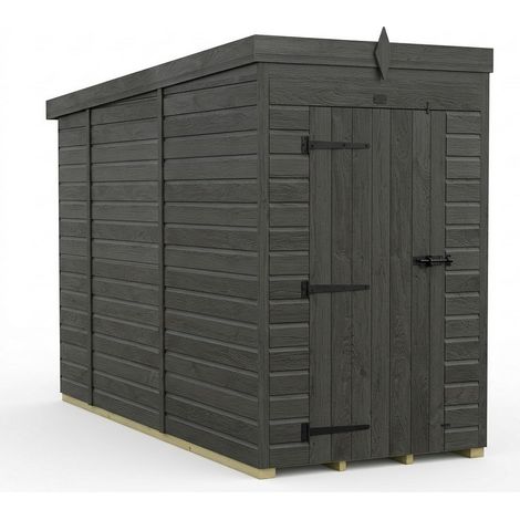 4ft x 10ft Composite Pent Garden Shed Single Door No Windows - Composite - L122 x W305 x H210 cm - Grey
