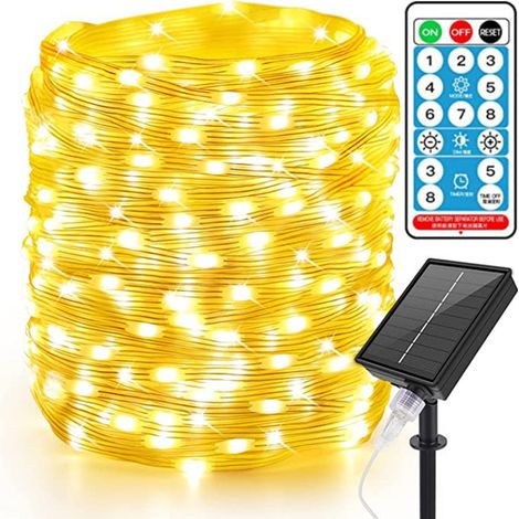 Guirlande lumineuse d'extérieur 50 m, 400 LED, 8 modes d'éclairage, étanche, décoration de Noël, à énergie solaire (1/5)