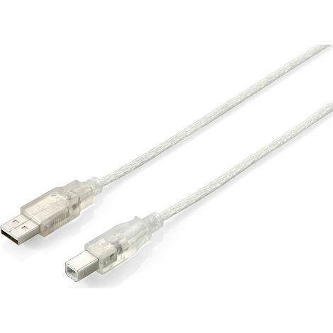 Equip USB Kabel 2.0 A-B StSt 5.0m transparent Polybeutel