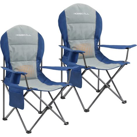 Homecall Campingstuhl Hochlehner 108cm mit Lendenwirbelstütze Klappstuhl Angelstuhl Faltbar, (Bis 150kg, gepolstert, faltbar, stabil, 2 St), für Camp Garten Balkon (marineblau)