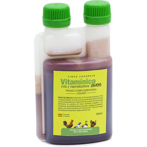 FINCA CASAREJO Vitamínico Cría 250ml – Complemento líquido con vitaminas, minerales y aminoácidos para Aves de Corral – Apoyo nutricional en reproducción y Crecimiento