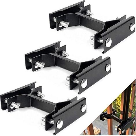Patio Umbrella Holder for Deck Railing, Heavy Duty Metal Adjustable Umbrella Stand, Outdoor Base Attach to Railing, Outdoor Deck, Balcony, 3 Pack, Black (1/5)