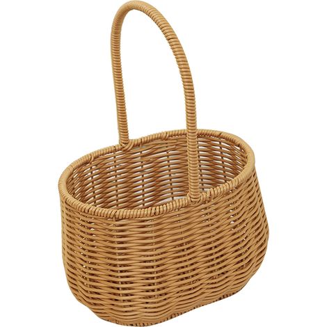 Panier en osier portable avec poignée en rotin PP, panier tressé à la main pour fruits et légumes, cadeaux, 19,5 x 15 x 29 cm (1/5)