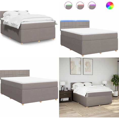 Sommier à lattes de lit avec matelas Taupe 140x190 cm Tissu - Sommier - Matelas à ressorts ensachés (1/5)
