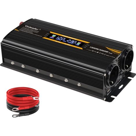 convertisseur de Tension 12v 220v 1500W /3000W convertisseur Voiture à Onde modifiée avec écran Transformateur Dual Prise UE, USB (1/4)