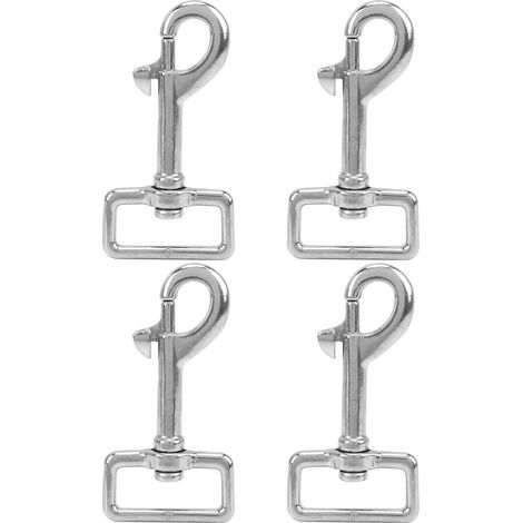 4 attaches mousqueton à anneau carré tête unique boucle laisse chien acier inoxydable pour portefeuille sac à dos L105mm / 180kg (1/5)