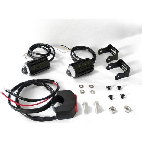 Due fari per moto con interruttori + mini faretto esterno a LED bicolore per veicoli elettrici (luce bianca) (1/3)
