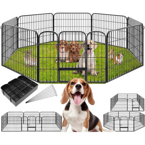 Enclos pour chien modulable 4 faces en acier gris (1/5)