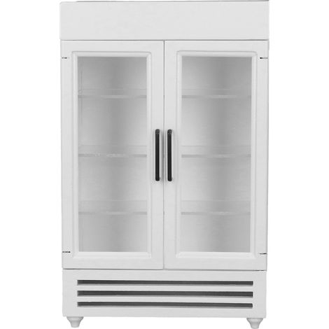 Réfrigérateur miniature en bois pour maison de poupée 1:12, élégant et portable, couleur blanche (1/5)
