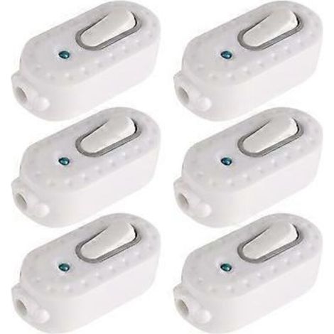 Lot de 6 interrupteurs bipolaires à LED 6A avec voyant lumineux (1/5)