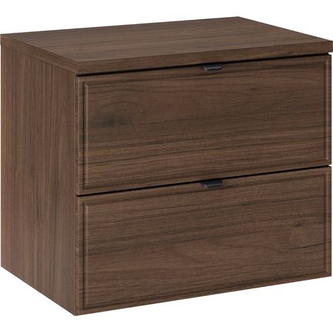 Meuble sous vasque suspendu avec plan TERRA VILLA coloris noyer foncé 60 cm (1/5)