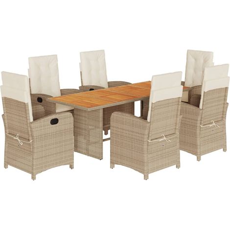 Set Pranzo da Giardino 7 pz con Cuscini Beige Misto Polyrattan vidaXL (1/5)