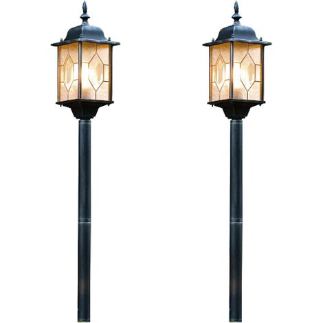 2er-Set Wegeleuchten MILANO, E27, Bleikristalloptik, IP43, Höhe 115 cm (1/5)