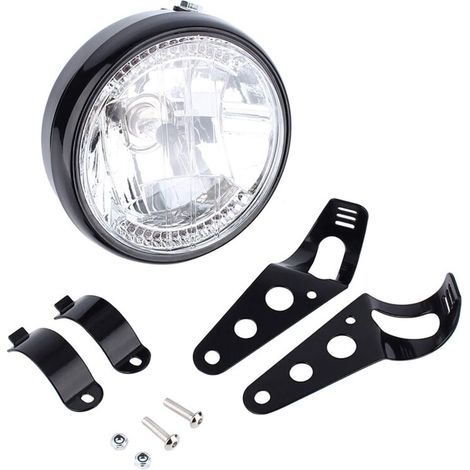 Ampoule Phares Avant de Moto, Feu Avant 7 Pouces Lampe Feux de Signification Rond Ampoule de Projecteur 12v Universel avec Support de Montage (1/4)