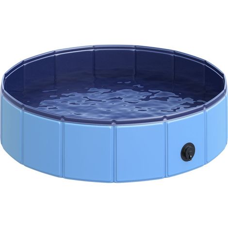 Piscine pliable pour chien en plastique durable – Rebord antidérapant – Idéale pour baignade estivale – Diamètre 80 x 20 cm – Bleue (1/4)