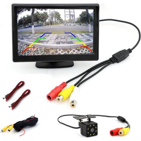 Moniteur de voiture sans fil de 4,3 pouces avec connexion caméra de recul/AV (1/5)