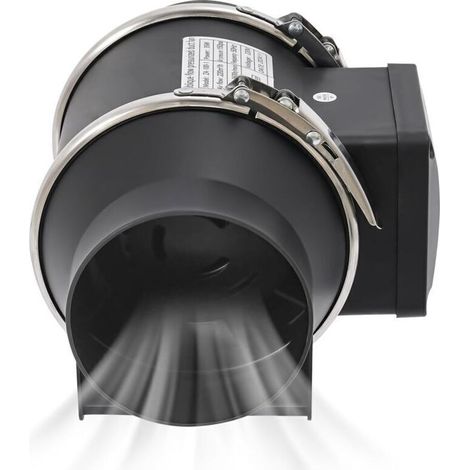 Ventilateur de conduit en ligne 35 W 220 V pour salles de bains, sous-sols et garages, ventilateur d'extraction 2600 tr/min, noir (1/4)