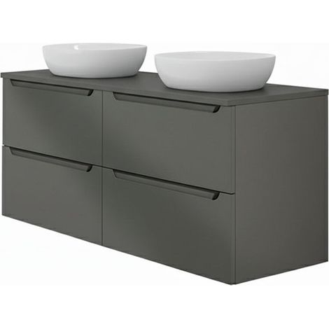 Kibath Mueble de baño con Lavabo VICTORIA 120x45 cm acabado Grafito mate 2 cajones suspendido