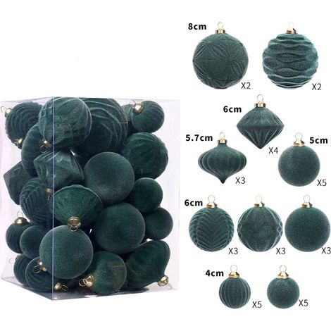 Boules De Noël En Plastique Incassable - Boules Flocées Velours - Diamètre 4 À 8 Cm - Décoration Arbre De Noël Intérieur Et Extérieur - Lot De 35 Pièces (1/5)