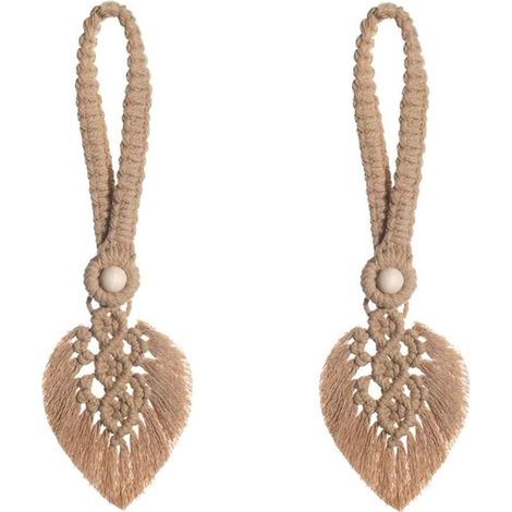 2 embrasses bohème marron – perles bois réglables, 40×13 cm, intérieur/extérieur (1/4)