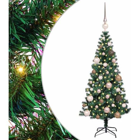 Sapin de Noël artificiel pré-illuminé, vert, 120 cm, en PVC et métal. (1/5)