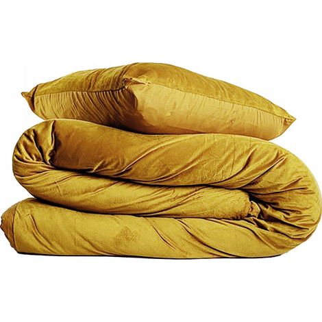 Set per letto Collection Ocre in velluto ocra