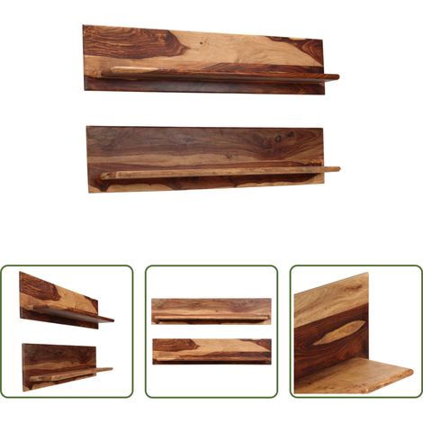 Wandregal Holz - Wandregale 2 Stk. 118x26x20 cm Massivholz Akazie (1/5)