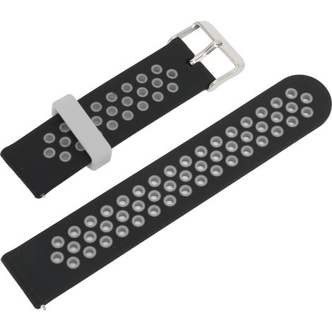 Bracelet Sport 20mm Noir Gris en Silicone Respirant pour Amazfit GTR 3 avec Trous d'Aération