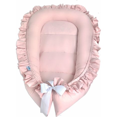 Fascia in cotone a nido di bozzolo con volant (rosa cipria) (1/3)