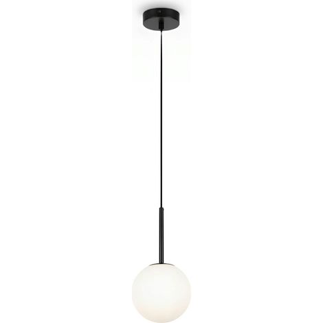 Suspension globe noire - verre dépoli 15 cm DELTONA (1/4)