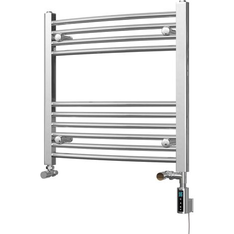 Zennor - Chrome Dual Fuel Towel Rail H600mm x W600mm Thermostatic WIFI - Curved (1/3)
