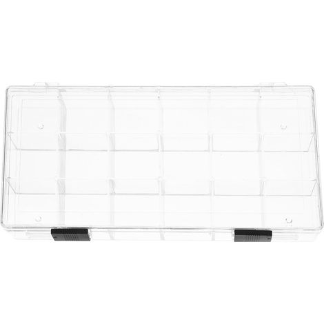 Caja de almacenamiento de plástico transparente de 18 compartimentos para organizar objetos pequeños, joyas y cuentas: diseño transparente y almacenamiento funcional. (1/4)
