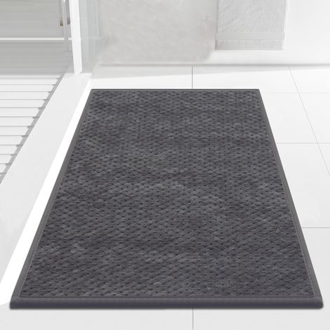 1 Tapis De Bain 40x60 Cm Microfibre Chenille Antidérapant Caoutchouc Absorbant Lavable Pour Douche Gris (1/5)