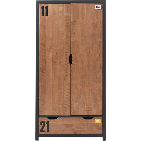 Armoire 2 Portes "Alex" 200cm Marron & Noir (1/2)