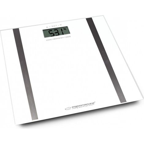 Esperanza Samba EBS018W - Báscula de baño blanca, superficie de cristal, 180 kg
