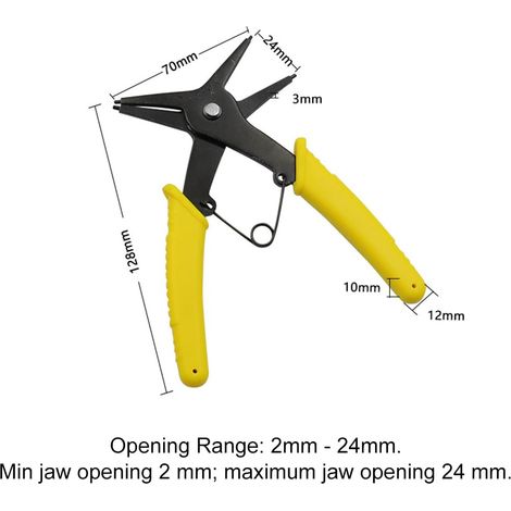 Pince à circlips 2 en 1 pour anneaux d'arrêt internes et externes - Pince pour anneaux élastiques de 2 mm à 24 mm - Double usage (1/5)
