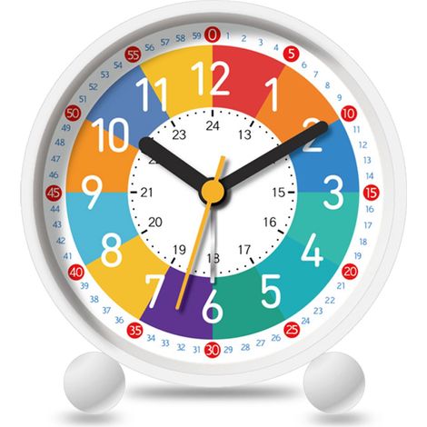 Sveglia digitale per bambini senza ticchettio, orologio didattico silenzioso, sveglia analogica compatta per ragazzi e ragazze, bianca