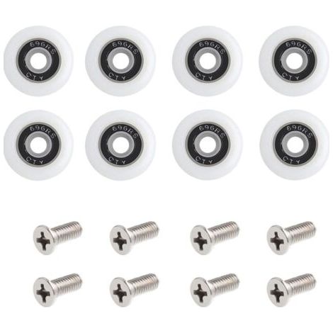 Aimoonsa – Lot de 8 roulettes de rechange pour porte de douche – 23 mm diamètre – Nylon durable pour glissement fluide – Vis en acier inoxydable incluses