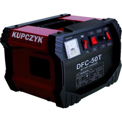 Cargador de batería con función de arranque, Kupczyk, modelo DFC-50T, uso en automóviles y vehículos pesados, voltaje 12/24 V, corriente de carga 20/30 A, corriente de arranque 130 A, protección contr