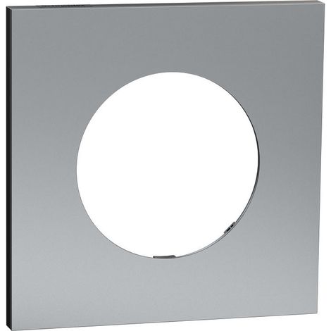 Plaque Odace Métal Schneider 1 poste - support noir Finition: Titane