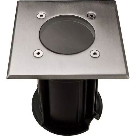 V-TAC Portalampada da Interramento Calpestabile Quadrato GU10 (Max 35W) Colore Nero e Acciaio IP65