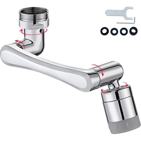 Universal faucet, 1080 degrees, energy saving function, two shower/bubble modes, chrome, silver (1/5)