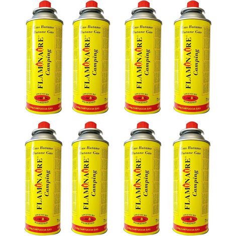 BOMBOLETTA DI GAS 220 GR PER FORNELLO A VALIGIA  UNVERSALE 8 PEZZI