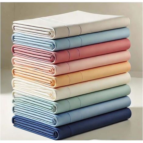 Draps Housses - lot de 6 - Polycoton - 160x200cm - Bonnet 25cm - Multicolore - Doux et Confortable