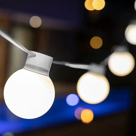 LED Lichterkette außen IP44 3000 K warmweiß 5m lang + 3m Kabel mit Stecker Außenlichterkette Outdoor Terrasse Garten (1/3)