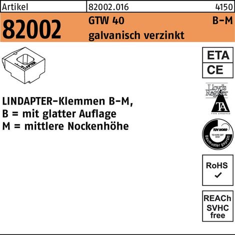 Klemmen R 82002 GTW 40 MM 12/6,0 galv.verz. 1 Stück LINDAPTER (1/2)