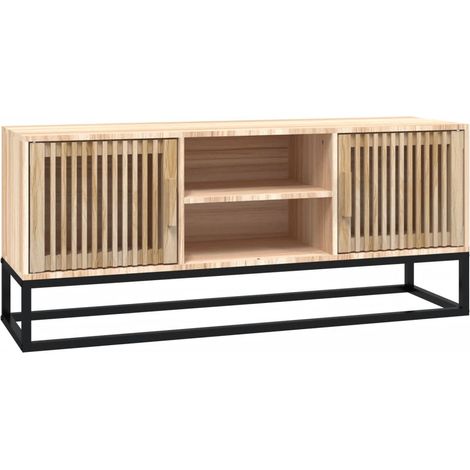 Mueble TV multimedia estantería para televisión buffet para televisión comedor salón dormitorio 105 x 30 x 45 cm madera contrachapada y hierro marrón 020025664